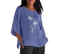 Ladies Blouses Women's Gym Tops Ladies Workout Running T-Shirt Activewear Gym Yoga Sports Top Loose Crew Neck Quick Dry Short Sleeve Tee Shirts Floaty Vest Tops for Women UK Top (Blue, L)