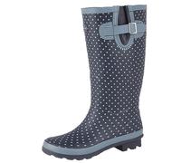 Ladies Blue Polka Dot Wide Calf Fit Wellington Boots Snow Waterproof Wellie 3-9