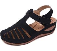 Ladies Bohemian Thong Sandals Comfort Beach T-Strap Wedge Plus Size Shoes Open Toe Sandals Summer Leisure and Vacation Slope Heel Comfortable zipper,Black,38