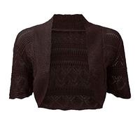 Ladies Bolero Shrug Crochet Knitted Cardigan In Sizes 8-22 (12/14, Brown)
