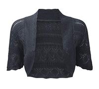 Ladies Bolero Shrug Crochet Knitted Cardigan In Sizes 8-22 (12/14, Charcoal)
