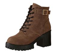 Ladies Boots European American Winter New Ethnic Style Pointed Thick Heel Embroidered Short Women's Plus Size Women's Shoes Waterproof Lace Up Short Booties Wide Calf Cowgirl Boot Non Slip Rain Boots