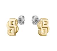 Ladies BOSS Double B Light Yellow Gold Coloured Stud Earrings