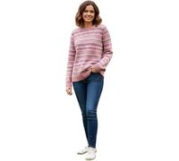 Ladies Boucle Jacquard Knit Jumper Crew Neck Long Sleeve Sweater | Everyday Casual Women's Top (UK, Alpha, L, XL, Regular, Regular, Pink)