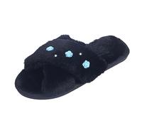 Ladies Bowknot Slippers Mens Womens Memory Foam Outdoor Indoors Non Slip Comfort Bathroom Shoes Plush Fleece Lined Casual Slip-On Wide Fit Bathroom Slippers Blue UK Size 6