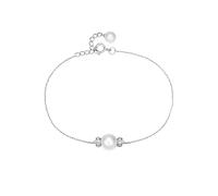 Ladies Bracelet, Bracelet Vintage with Pearl 5.5-6mm/7.5-8mm and Diamond 0.17ct 18K White Gold 16cm