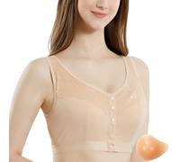 Ladies Bras,Non Wired Bras For Women Uk,Breast Prosthesis Bra For Post Care Breathable Silicone Liner With Comfort Design For Everyday Use And Cancer Recovery (Beige, 48)