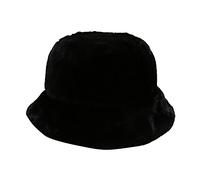 Ladies Bucket Hats for Women Winter Fedora Hat Solid Fluffy Warm Flat Hats Winter Warmer Fisherman Cap for Women Sherpa Bucket Caps with Brim Faux Fur Warm Bowler Caps UK Clearance Black One Size