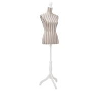 Ladies Bust Display Mannequin Grey Velvet Torso Adjustable 133-168cm Tripod MDF