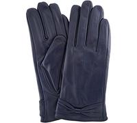 Ladies Butter Soft Premium Blue Leather Glove with Bow, 3 Point Stitch Design & Warm Fleece Lining - Medium (7")