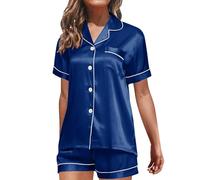 Ladies Button Up Short Pyjamas - Womens Nightshirts Plus Size Two Piece
