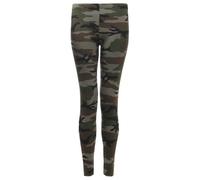 Ladies Camouflage Army Print Neon Fluorescent Viscose Jersey Leggings - Green - 14/16