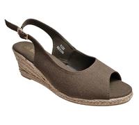 Ladies Canvas Wedge Sandals Slingback Buckle Adjustable Jute Sole Peep Toe Summer Comfort Shoes (Olive, UK Footwear Size System, Adult, Women, Numeric, Medium, 4)