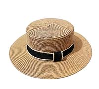Ladies Caps for Women UK Boater Hat Women's Flat Top hat Casual Women's Sun Visor Outdoor Sun Cap Bucket Hat (Khaki, One Size)