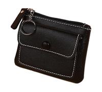 Ladies Card Holder - Slim PU Finish, 12x9x2.5cm Profile, Front Coin Pocket | Secure Zipper Closure, Daily Carrying Accessory, Space For Casu Trips, Black, riferimento alla descrizione, Please