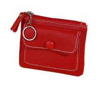Ladies Card Holder - Slim PU Finish, 12x9x2.5cm Profile, Front Coin Pocket | Secure Zipper Closure, Daily Carrying Accessory, Space For Casu Trips, red, riferimento alla descrizione, Please refer