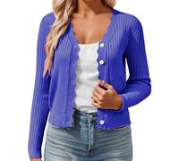 Ladies Cardigan Crochet Tops White Black Jacket Women Jumper Machine Washable Cotton Blend Cardigans UK Womens for Sweaters Size 12 Blue M