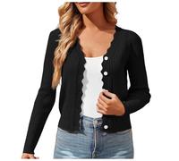 Ladies Cardigan Jumpers for Women UK Tops Cardigans Size 16 Light Summer Quick Dry Gym Cover Up Moisture Wicking Women's Navy Cotton Sweaters Cropped Black S
