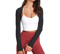 Ladies Cardigan Size 14 Solid Color Sunscreen Yoga Shawl Fitness Cardigan Gamay NGA Vest Short Coat Ladies Cardigans Size 18 UK Black