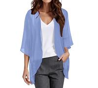 Ladies Cardigan Solid Three Quarter Sleeve Sheer Sun Protection Cardigans Airy Delicate Fashion Casual Comfortable Breathable Everyday Commute Tops