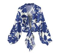 Ladies Cardigan UK Summer Long Sleeve Lightweight Chiffon Open Front Tops Women's Casual Floral Print Blouse Dressy Comfy Loose Fit Shirts Going Out Top