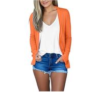 Ladies Cardigans Cardigans for Women UK Lightweight Open Front Long Sleeve Soft Ladies Cardigan Sweaters Casual Trendy Fall Shrugs Cover Ups,Orange,L