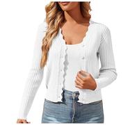 Ladies Cardigans White Cardigan Lightweight for Women UK Summer Lace Long Women's Chunky Knit Oversized Cold Weather Thermal Navy Sleeveless Jumpers Shrugs and Boleros Evening White S