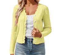 Ladies Cardigans Womens Summer Jackets for Women UK Sweaters Shrugs and Boleros Evening Long Sleeve Button Up Cardigan Work Office Appropriate Red Size 18 Plus Spring Clothes Yellow S