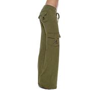 Ladies Cargo Pants Warehouse Deals Clearance Returns Elasticated Waist Flared Trousers with Pockets Gym Running Yoga Pants Outdoor Hiking Walking Combat Activewear Solid Color Casual Work Bottoms
