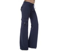 Ladies Cargo Pants Warehouse Deals Clearance Returns Elasticated Waist Flared Trousers with Pockets Gym Running Yoga Pants Outdoor Hiking Walking Combat Activewear Solid Color Casual Work Bottoms