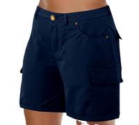 Ladies Cargo Shorts Cotton Trousers with Side Pockets Turned Hem High Waisted Pant for Women Short Trouser Cargo Shorts for Women Baggy Bermuda Bottoms Casual Everyday Hot Pants Summer Pant