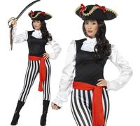 Adult Pirate Lady Costume Caribbean Buccaneer Womens Fancy Dress UK 8-18