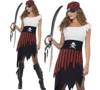 Ladies Caribbean Pirate Wench Fancy Dress Costume XS to XL (8-22) by Smiffys