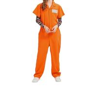 Ladies' Carnival Skirts Cosplay Costumes For Halloween Court Style Outfit Perfect For Role Playing Unique Prisoner Costume(Orange,M)
