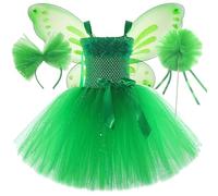 Ladies' Carnival Skirts Enchanting Girls Fairy Costume With Magical Wand And Floral For Whimsical Themed Birthday Party Celebration And Dress Up Play(Green,12month)