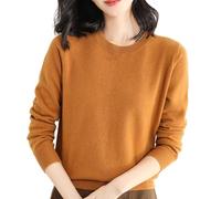 Ladies Cashmere Crew Neck Jumpers Solid Color Warm Base Jumpers Long Sleeve Sweater Pullover for Mom Women UK