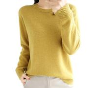 Ladies Cashmere Crew Neck Jumpers Solid Color Warm Base Jumpers Long Sleeve Sweater Pullover for Mom Women UK