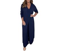 Ladies Casual Fashion Chiffon Long Sleeve Trousers Two Piece Set Custom Business Suits Women Plus Size Pant Suites for Women Navy