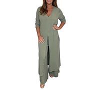 Ladies Casual Fashion Chiffon Long Sleeve Trousers Two Piece Set Custom Business Suits Women Womens Wedding Pants Suits Green