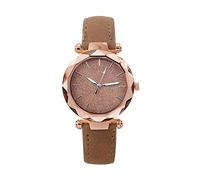 Ladies Casual Fashion Quartz Watch Twinkling Dial Leather Strap Watch Watch That Ends The Night (Brown, One Size)