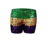Ladies Casual Fashion Stage Performance Sexy Sequined Shorts Womens Graphic T Shirts Short Sleeve Loose Fit Sexy Sequins Shorts Mid Waist Elastic Sparkly Straight Leg Short Pants Glitter (Khaki, M)