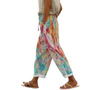 Ladies Casual Patterned Trousers Elasticated Waist - Trousers Womens with Pockets Joggers Baggy High Waisted Pant with Side Pockets Gym Running Workout Bottom Pants