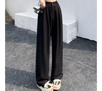 Ladies Casual Polyester Pants with Elastic Waistband and High Waist Draped Design, Suitable for Daily and Holiday Use (2XL Is black)