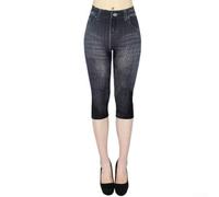 Ladies Casual Printed Imitation Jeans Leggings with High Waist and Slight Stretch, Straight Leg Pants Suitable for Four Seasons (M Black)
