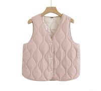 Ladies Casual Short Vest, Slim Fit with Button Closure, Solid Color Pattern, Suitable for Four Seasons, Perfect for Vacation, Club, and Daily Wear (2XL Pink)