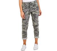 Ladies Casual Stretchy Joggers Lagenlook Style Italian Camouflage Trousers Women's Italian Camouflage Army Printed High Waisted Magic Pants Plus Size (Khaki Camouflag, UK 10)