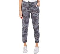 Ladies Casual Stretchy Joggers Lagenlook Style Italian Camouflage Trousers Women's Italian Camouflage Army Printed High Waisted Magic Pants Plus Size (Grey Camouflag, UK 16)
