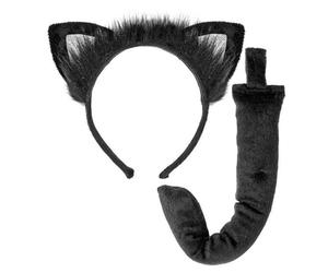 Ladies Cat Ears Headband & Tail Furry Kit Halloween Fancy Dress Costume Set