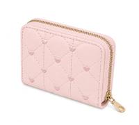 Ladies change card bag, zip storage bank card case, small portable 11 large capacity pouch, Light pink, 4.33 x 3.4 x 0.8 inches, Modern Stylish