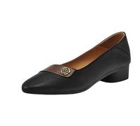 Ladies Character Dance Shoes - Low Block Heel T-Strap Mary Jane Pumps with Bow Detail, Elegant Office Work Footwear, Comfortable Wedding Guest Dress Suit Pumps Black